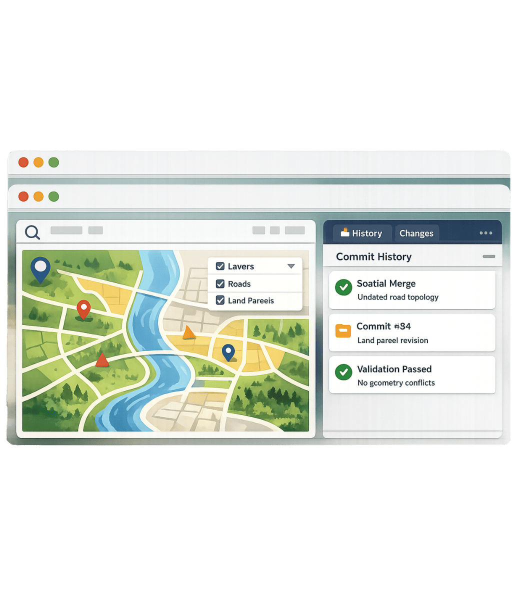giscollab, GIS collaboration, geospatial version control, spatial data platform, GIS workflow, map collaboration, geospatial data management, GIS versioning, spatial data sync, GIS platform, collaborative GIS, remote sensing workflow, spatial data repository, map version control, GIS teams, geospatial cloud platform